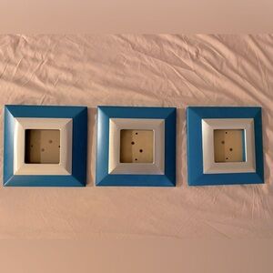 three 9x9cm picture frames, very good condition, can stand alone or be hung